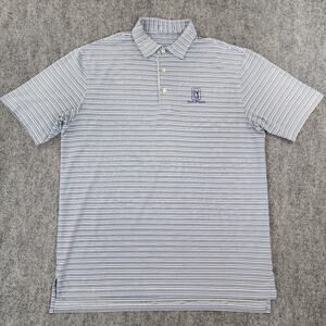 Peter Millar Shirt Mens XXL Blue White Stripe Polo Jasna Polana Performance Golf
